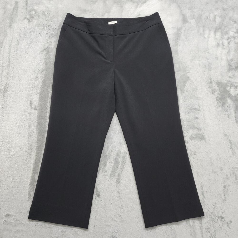 Semantiks Pants Womens 10 Black Mid‎ Rose Crop Flare Leg Trousers Stretch Office